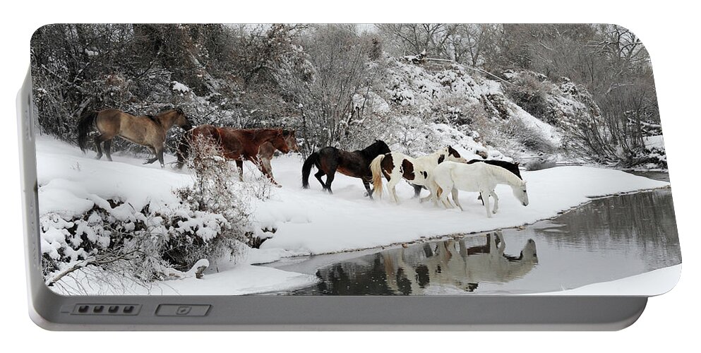 Hideout Ranch Portable Battery Charger featuring the photograph Winter at the Hideout by Carien Schippers
