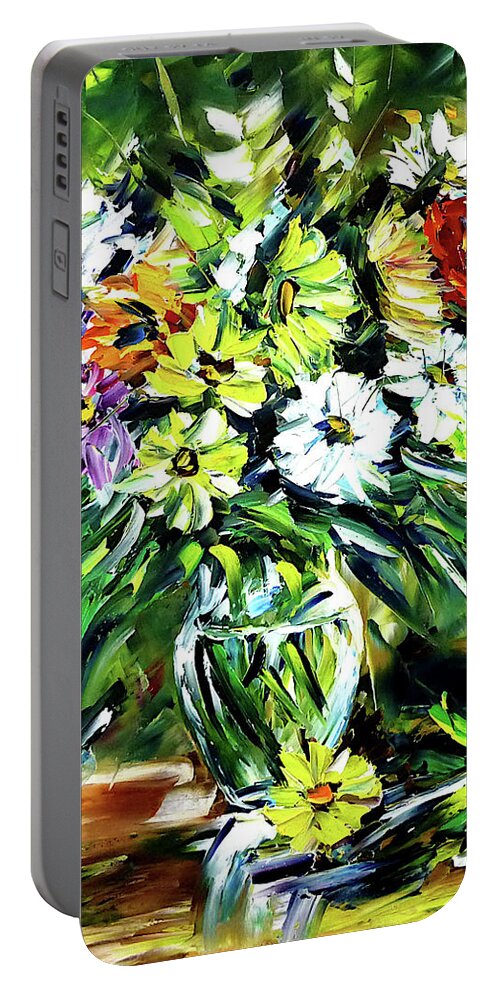 Flower Still Life Portable Battery Charger featuring the painting Winter Bouquet by Mirek Kuzniar