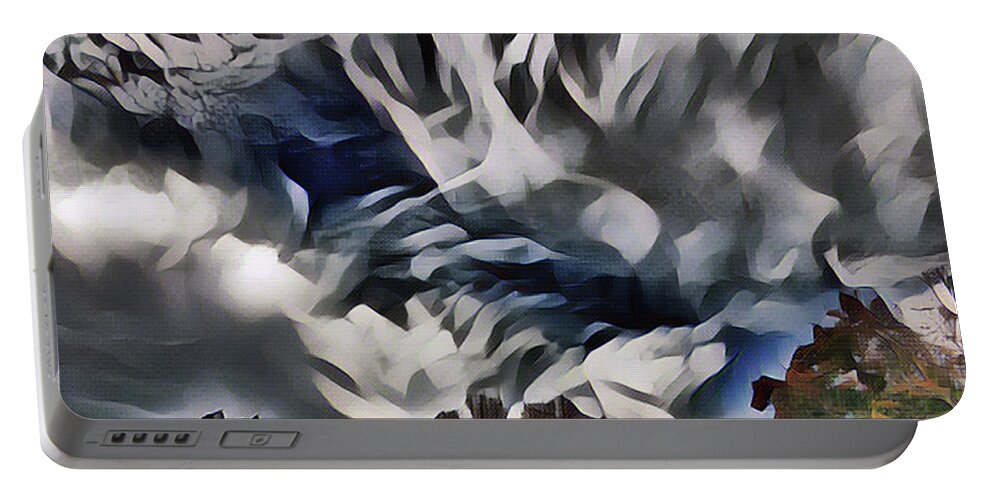 Clouds Portable Battery Charger featuring the mixed media Winter Clouds Gather by Christopher Reed