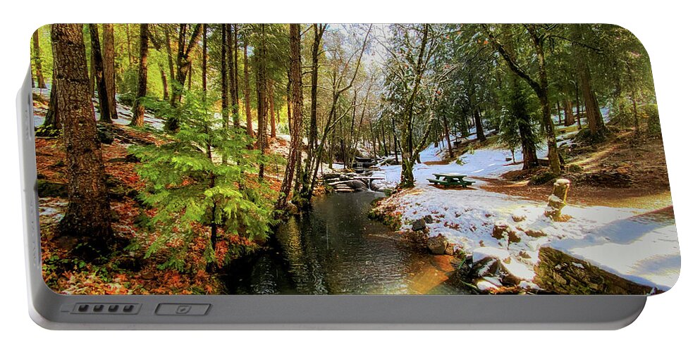 Landscape Portable Battery Charger featuring the photograph Winter Creek by Steph Gabler