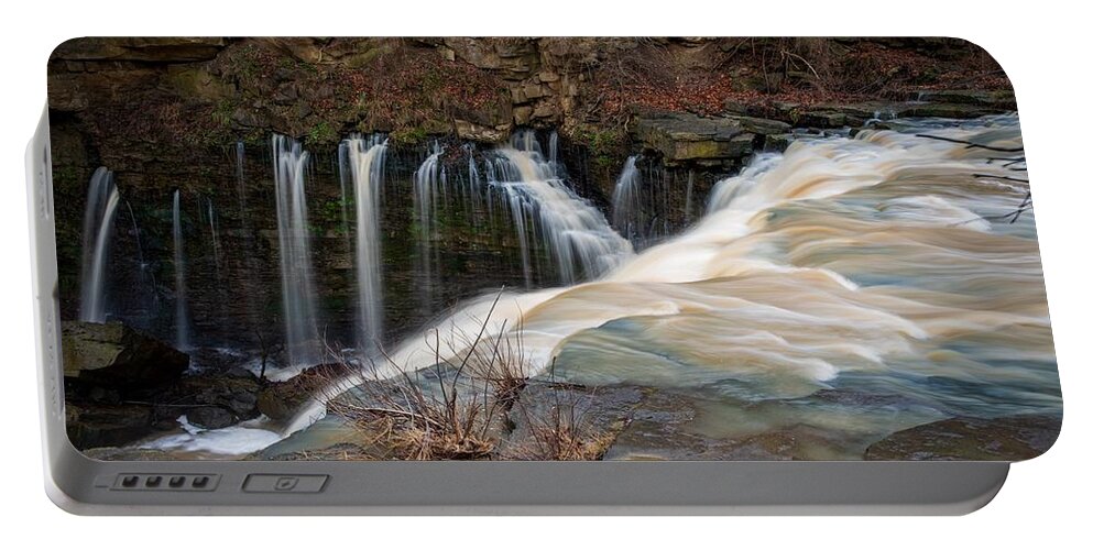 Waterfall Portable Battery Charger featuring the photograph Winter Flow by Stephen Sloan