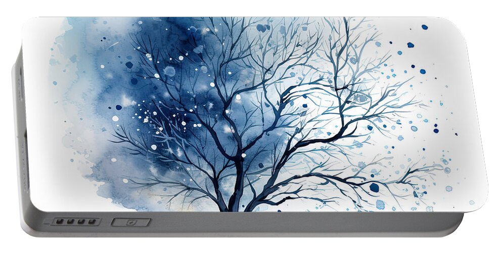 Four Seasons Portable Battery Charger featuring the painting Winter- Four Seasons Painting by Lourry Legarde