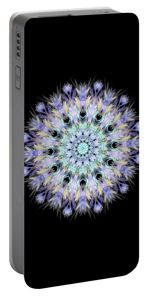 Winter Ice Mandala Portable Battery Charger featuring the digital art Winter Ice Mandala by Michael Canteen