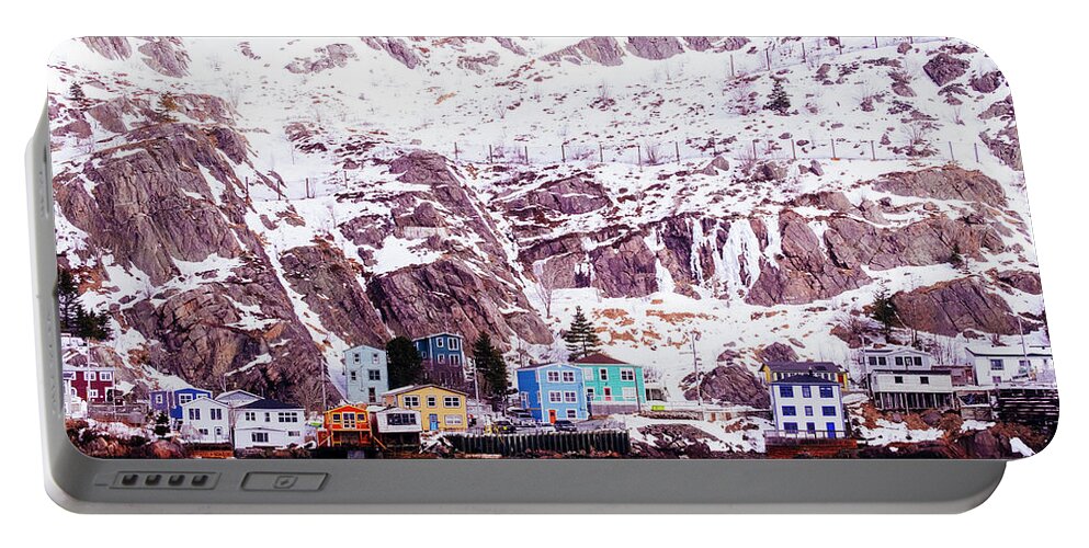 The Battery Portable Battery Charger featuring the photograph Winter in The Battery, St John's, Newfoundland by Laura Tucker