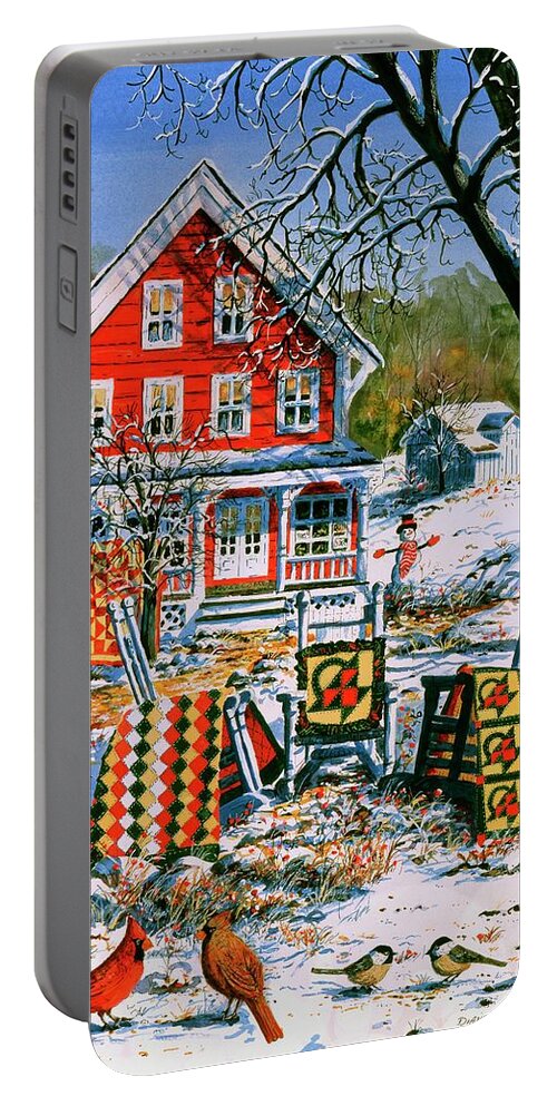Winter Portable Battery Charger featuring the painting Winter Joy by Diane Phalen