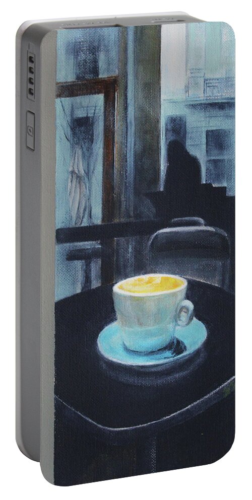 Coffee Art Portable Battery Charger featuring the painting Winter Morning Cuppa by Jane See