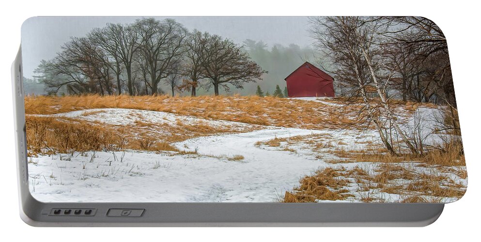 Nature Portable Battery Charger featuring the photograph Winter Path to Jorgens Barn by Trey Foerster