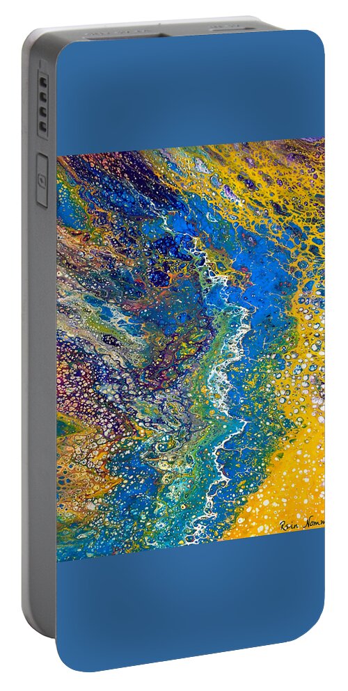  Portable Battery Charger featuring the painting Winter Shore by Rein Nomm