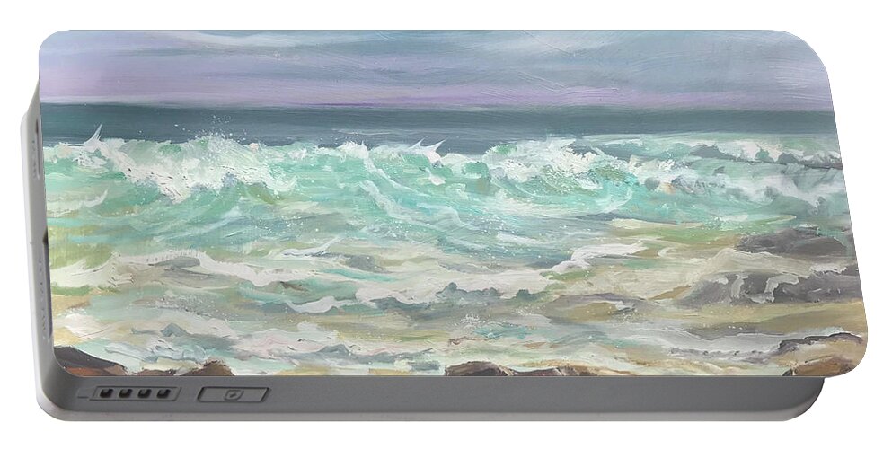 Hawaii Portable Battery Charger featuring the painting Winter Storm by Ginger Sandell