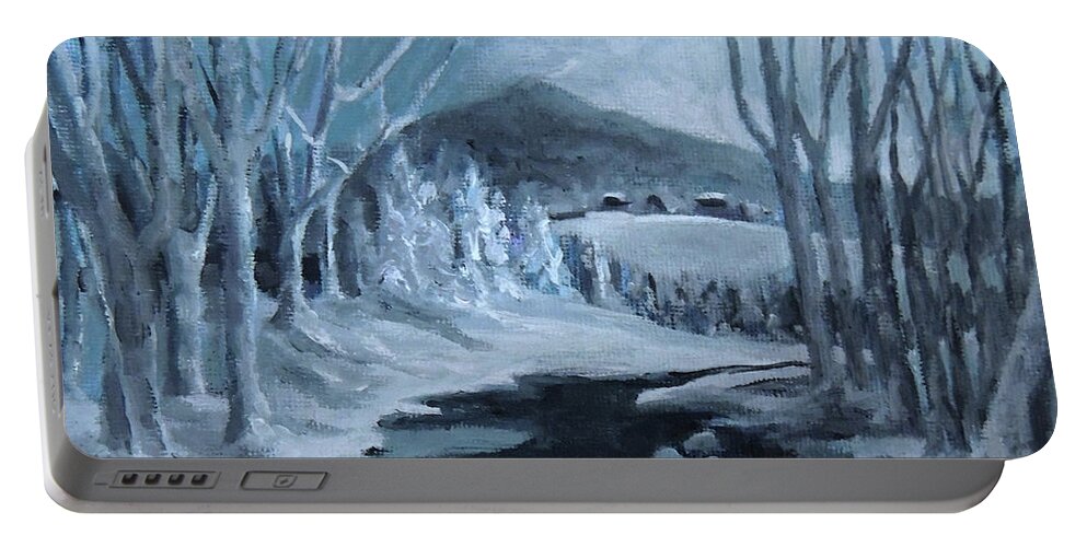 Painting Portable Battery Charger featuring the painting Winter Stream by Nancy Griswold