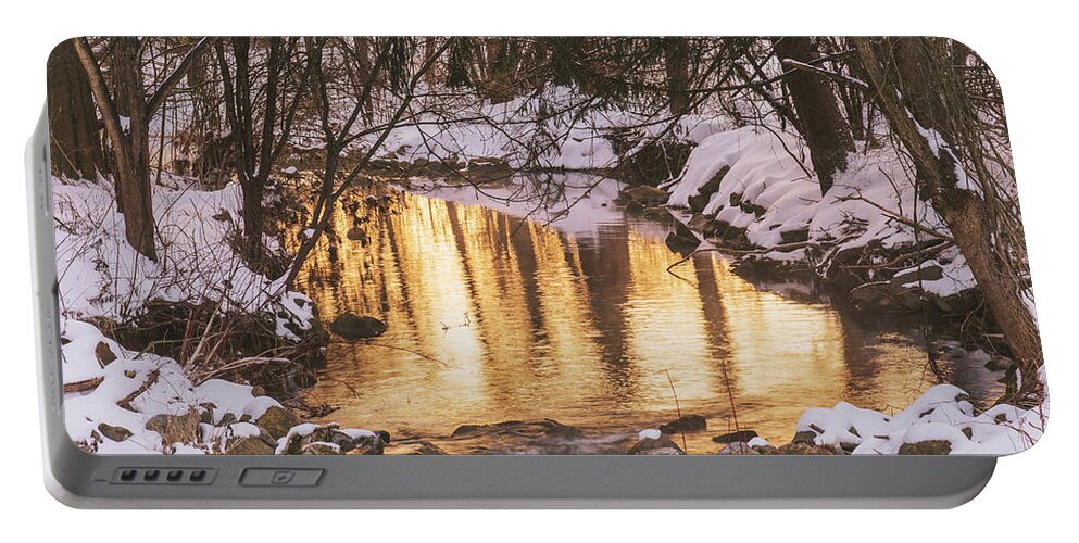 Winter Portable Battery Charger featuring the photograph Winter Sunrise on Little Cedar Creek by Jason Fink