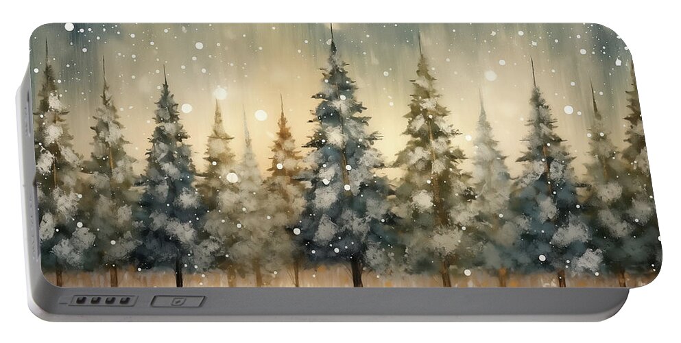 Trees Portable Battery Charger featuring the painting Winter Trees by Tina LeCour