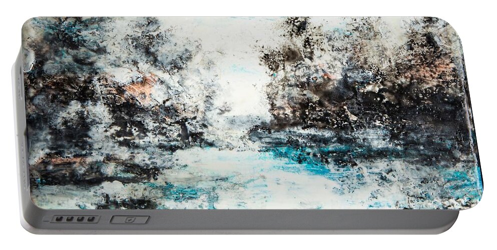 Abstract Portable Battery Charger featuring the digital art Winter Wonder III - Colorful Abstract Contemporary Acrylic Painting by Sambel Pedes