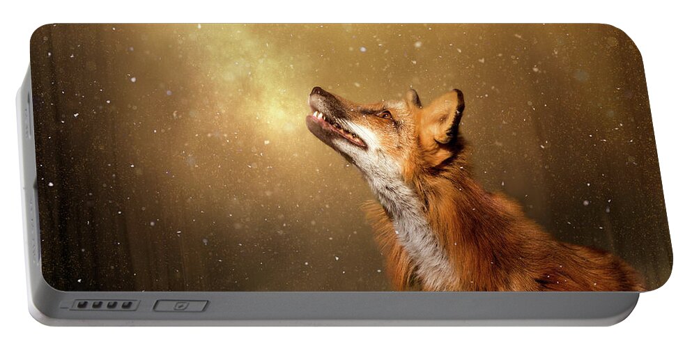Fox Portable Battery Charger featuring the digital art Winter Wonder by Nicole Wilde
