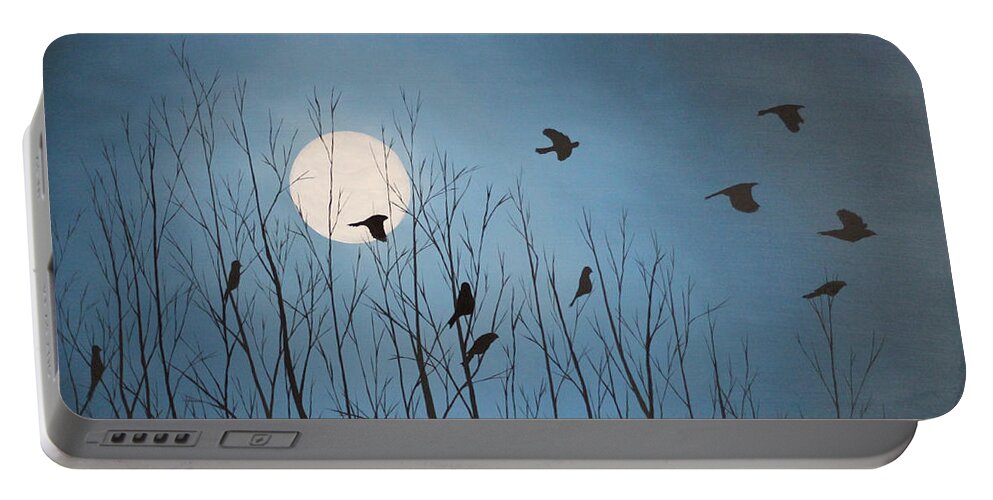 Birds Portable Battery Charger featuring the painting Winter's Flock by Berlynn
