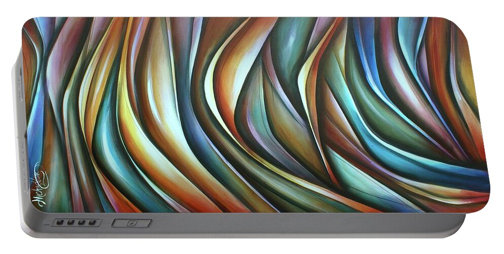 Multicolor Portable Battery Charger featuring the painting Wisp by Michael Lang
