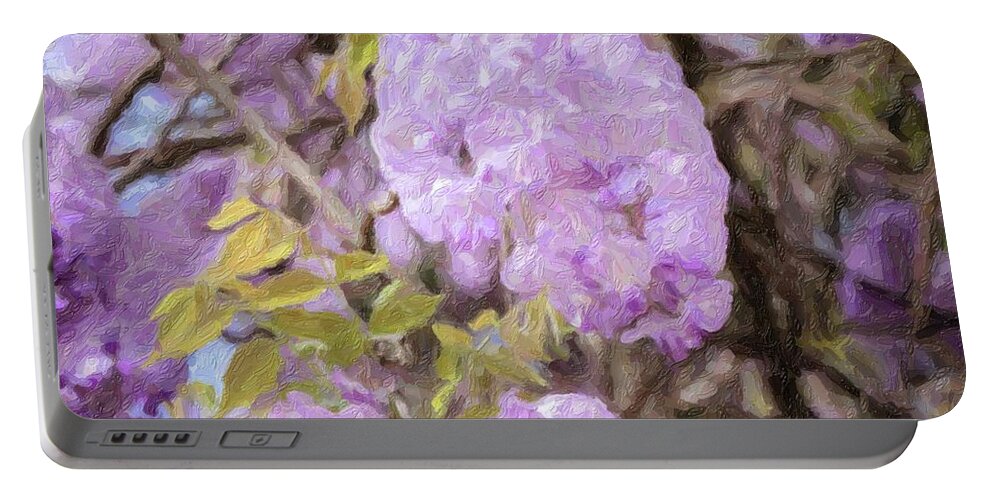 Wisteria Portable Battery Charger featuring the photograph Wisteria Bloom by Carolyn Ann Ryan