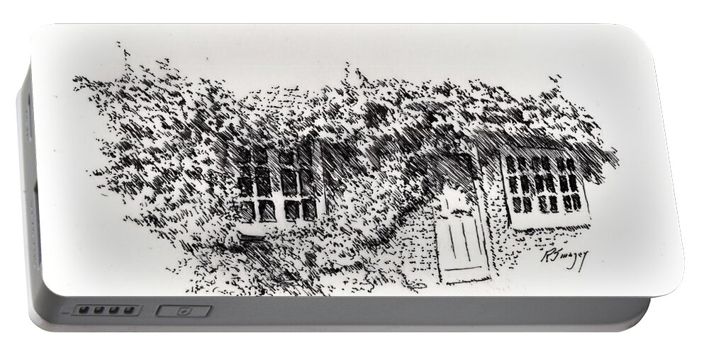 Gift Portable Battery Charger featuring the drawing Wisteria Covered Entry by R Allen Swezey