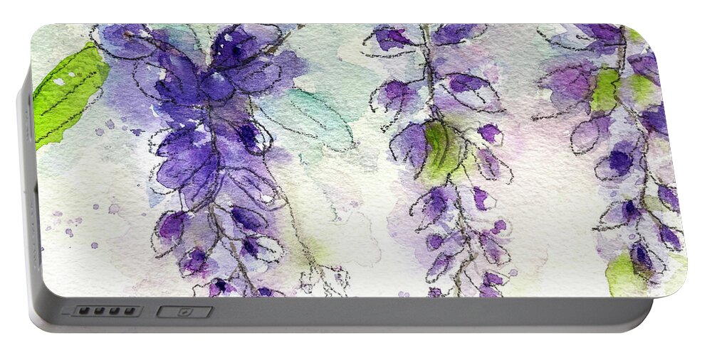 Original Portable Battery Charger featuring the painting Wisteria Vine by Roxy Rich