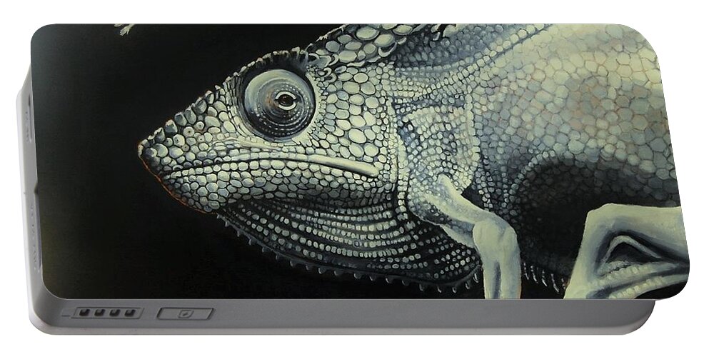 Chameleon Portable Battery Charger featuring the painting With All That's Happening This Is Not The Time To Go Diving by Jean Cormier