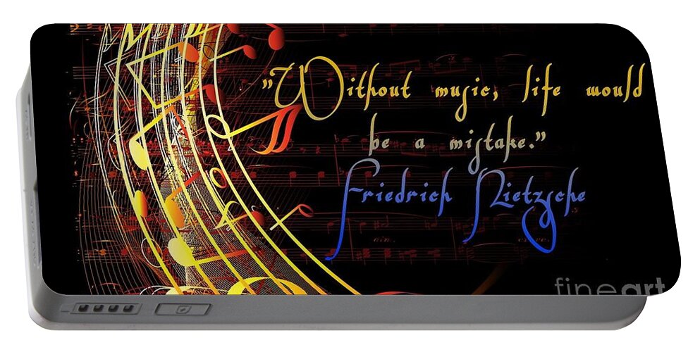 Inspirational Portable Battery Charger featuring the mixed media Without Music by Claudia Zahnd-Prezioso