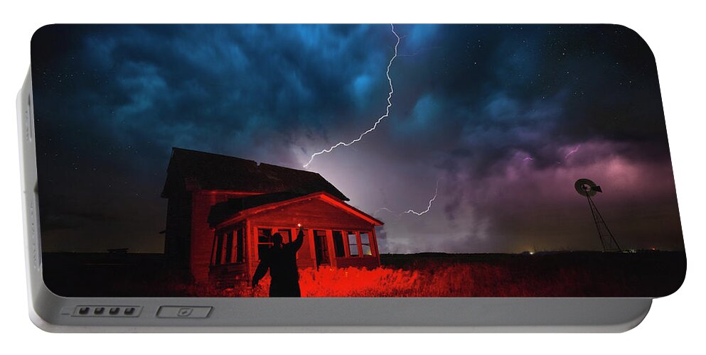 Lightning Portable Battery Charger featuring the photograph Wizard by Aaron J Groen