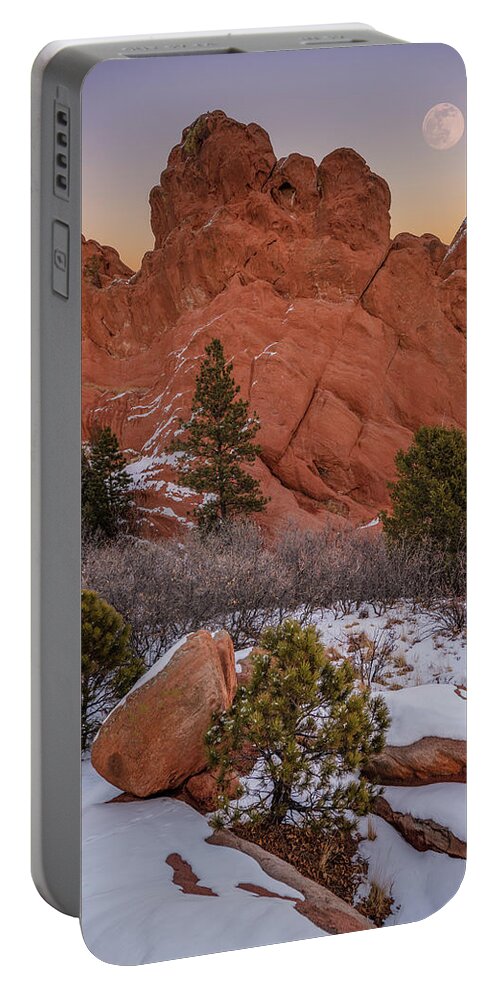 Wolf Moon Portable Battery Charger featuring the photograph Wolf in the Garden by Darren White