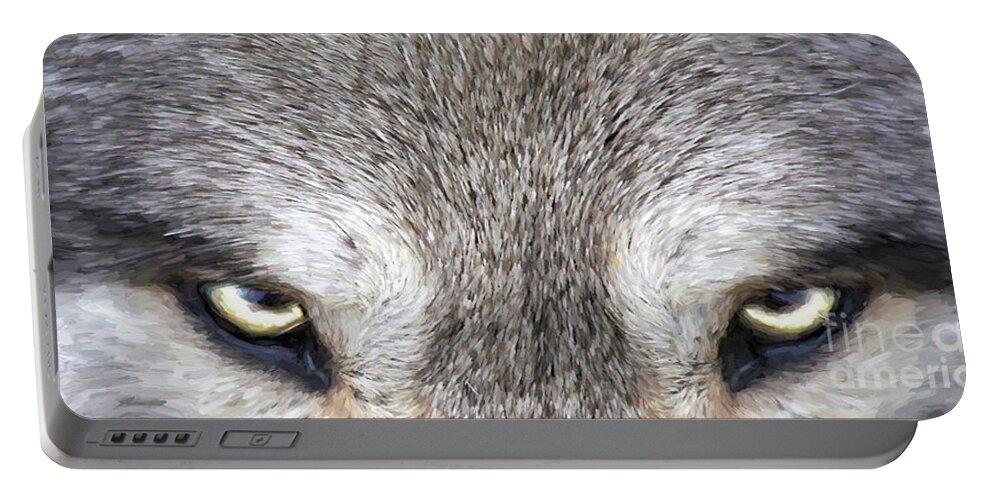 Wolf Portable Battery Charger featuring the digital art Wolf by Jim Hatch