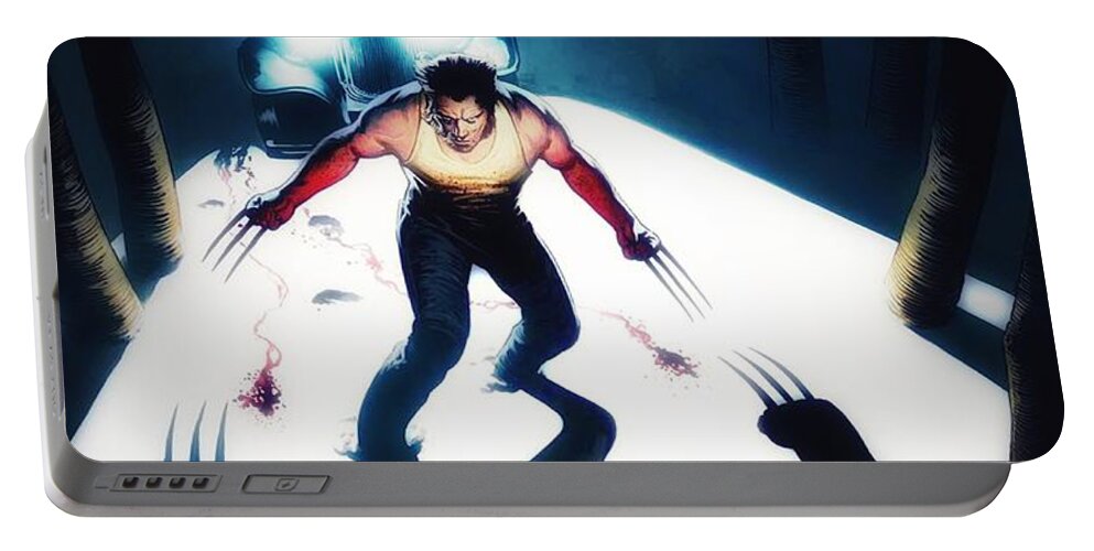 Wolverine Portable Battery Charger featuring the digital art Wolverine by HELGE Art Gallery
