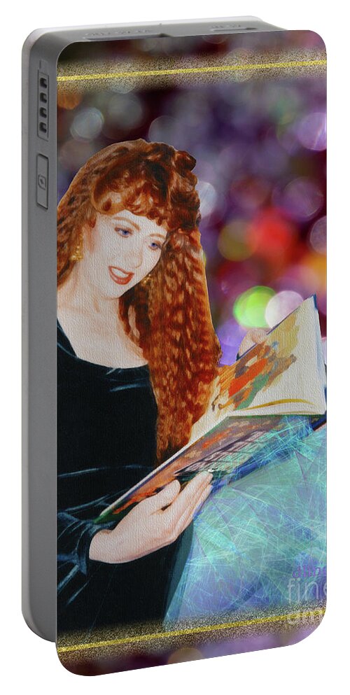 Woman Portable Battery Charger featuring the painting Woman Book by Donna L Munro