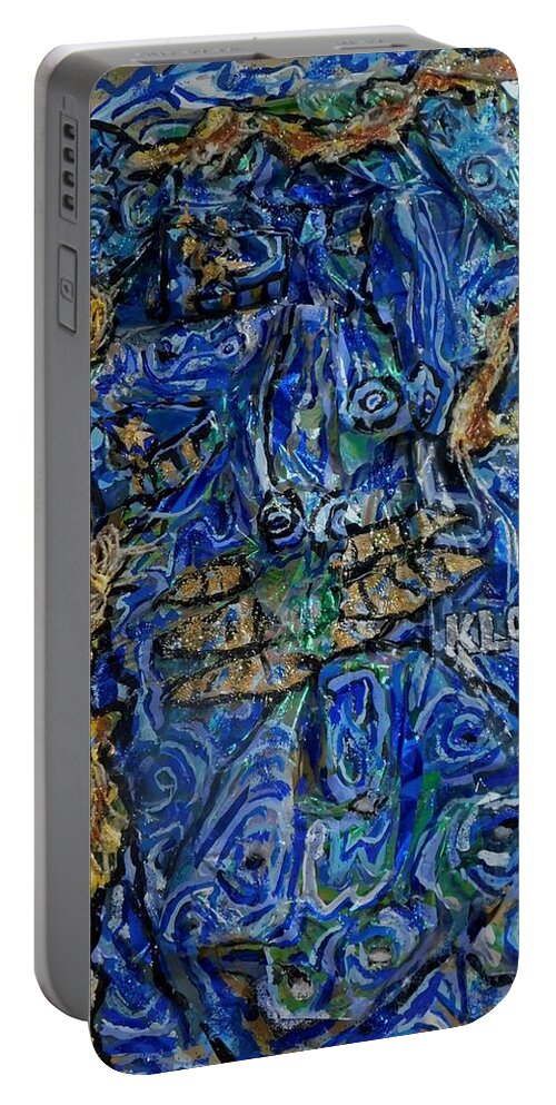Woman Portable Battery Charger featuring the mixed media Woman of Infinite Fortitude with Party Hats by Kevin OBrien