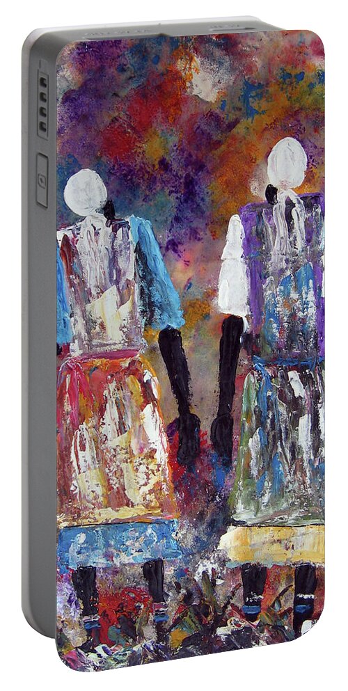  Portable Battery Charger featuring the painting Woman Of Peace by Peter Sibeko