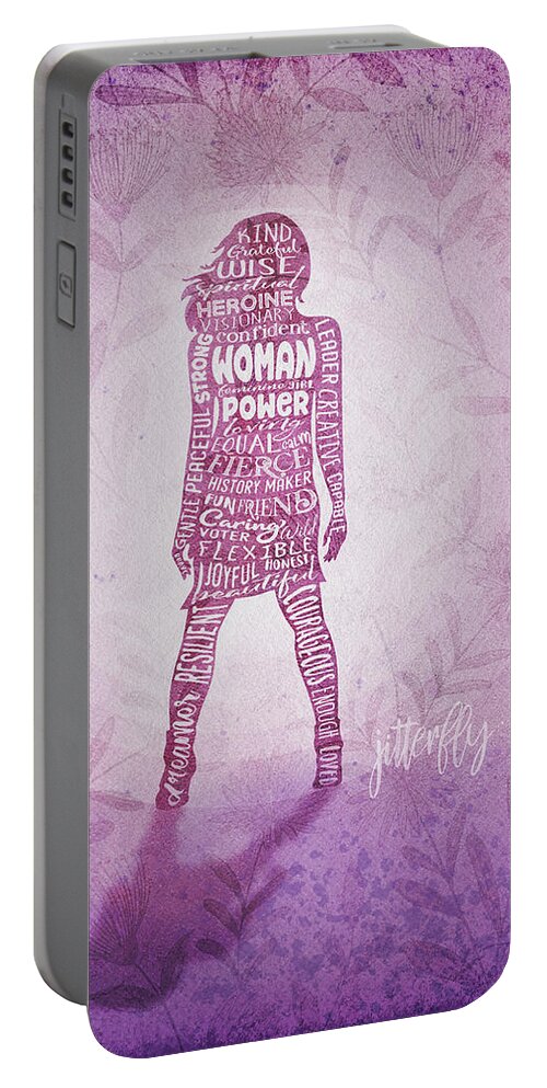 Woman Portable Battery Charger featuring the digital art Woman Power Superhero by Laura Ostrowski