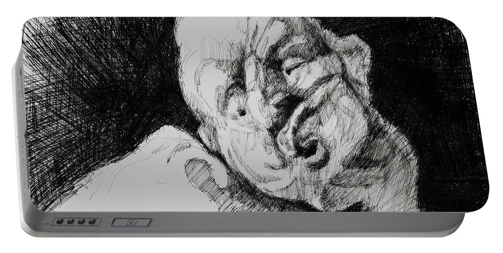 #cleftlip Portable Battery Charger featuring the drawing Woman With Cleft Lip 3 by Veronica Huacuja