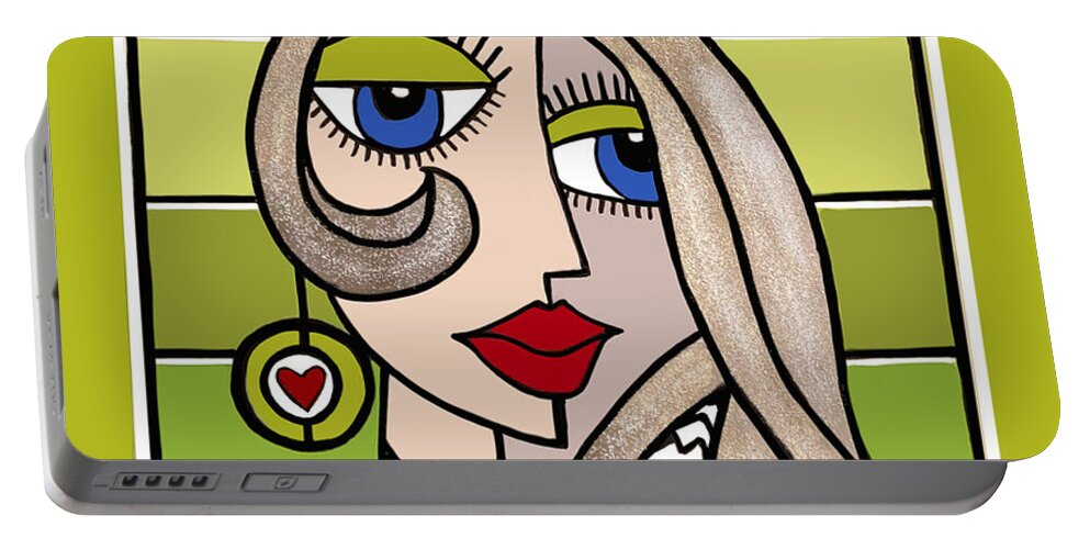 Lady Portable Battery Charger featuring the digital art Woman with Earring 1 by Diana Rajala