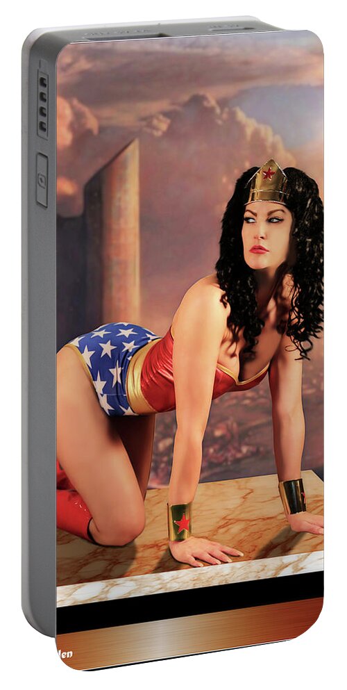 Cosplay Portable Battery Charger featuring the photograph Wonder Woman City Guardian by Jon Volden