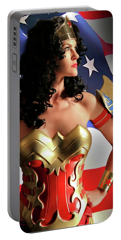 Wonder Portable Battery Charger featuring the photograph Wonder Woman Shadow by Jon Volden
