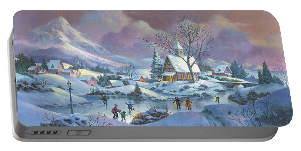 Winter Portable Battery Charger featuring the painting Wonderland by Michael Humphries