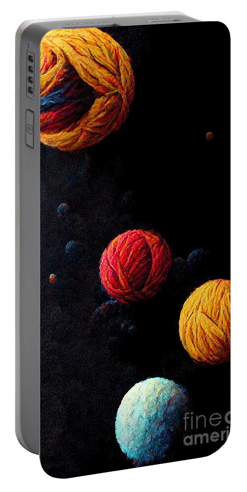 Wool Portable Battery Charger featuring the digital art Wooly planetary system by Sabantha