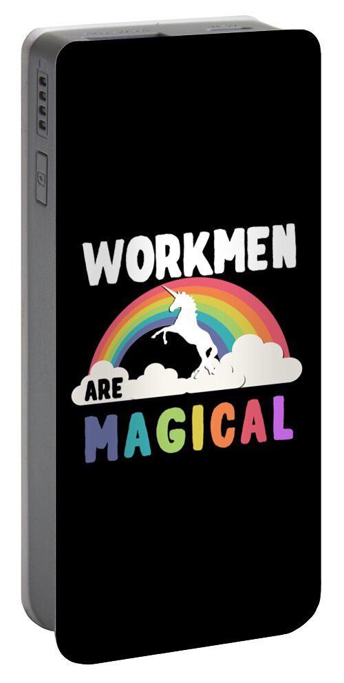 Funny Portable Battery Charger featuring the digital art Workmen Are Magical by Flippin Sweet Gear