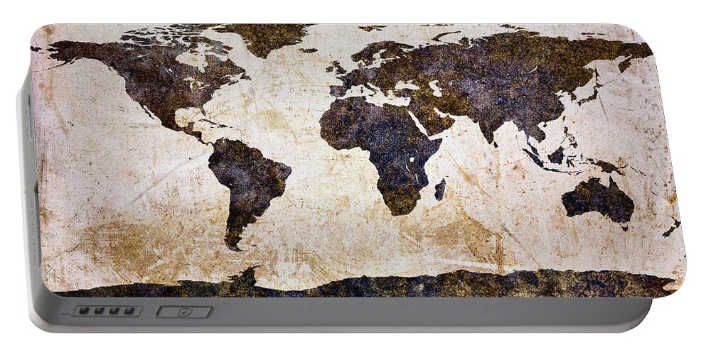 Earth Portable Battery Charger featuring the mixed media World Map Abstract by Bob Orsillo