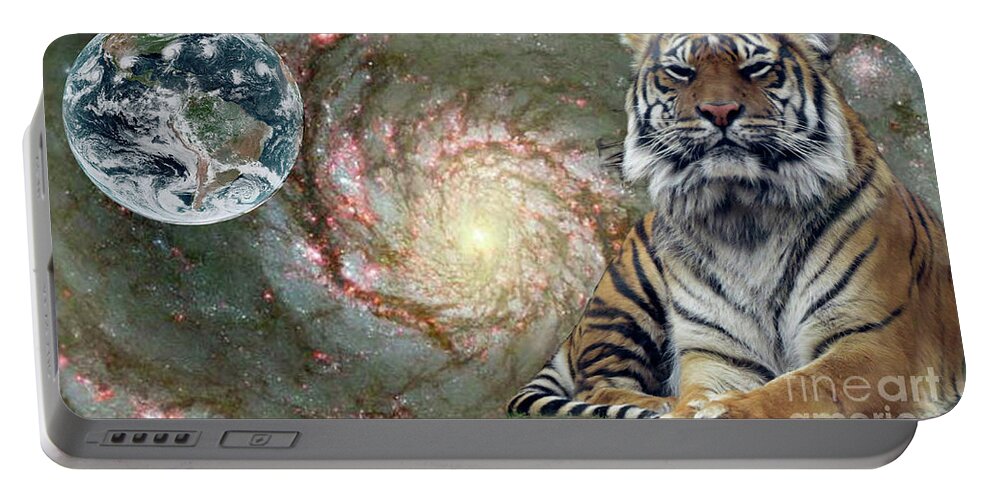 Canada Portable Battery Charger featuring the digital art World Tiger by Mary Mikawoz