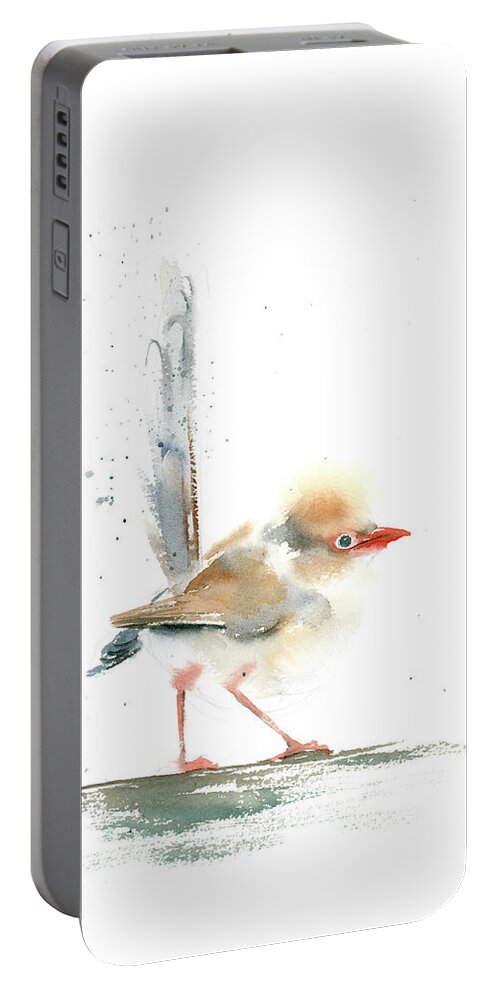 Wren Portable Battery Charger featuring the painting Wren by Paintis Passion