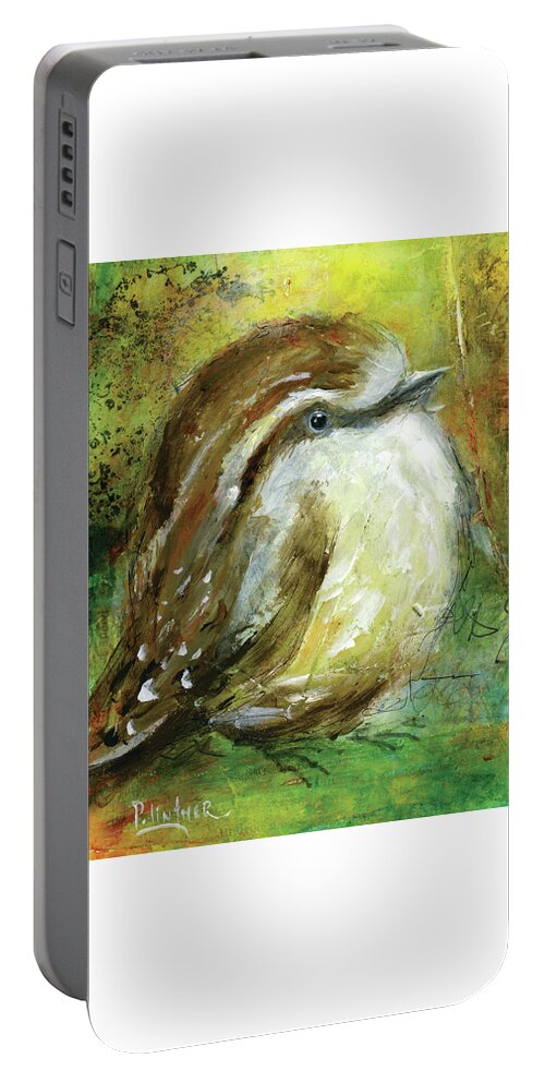 Wren Portable Battery Charger featuring the painting Wren by Patricia Lintner