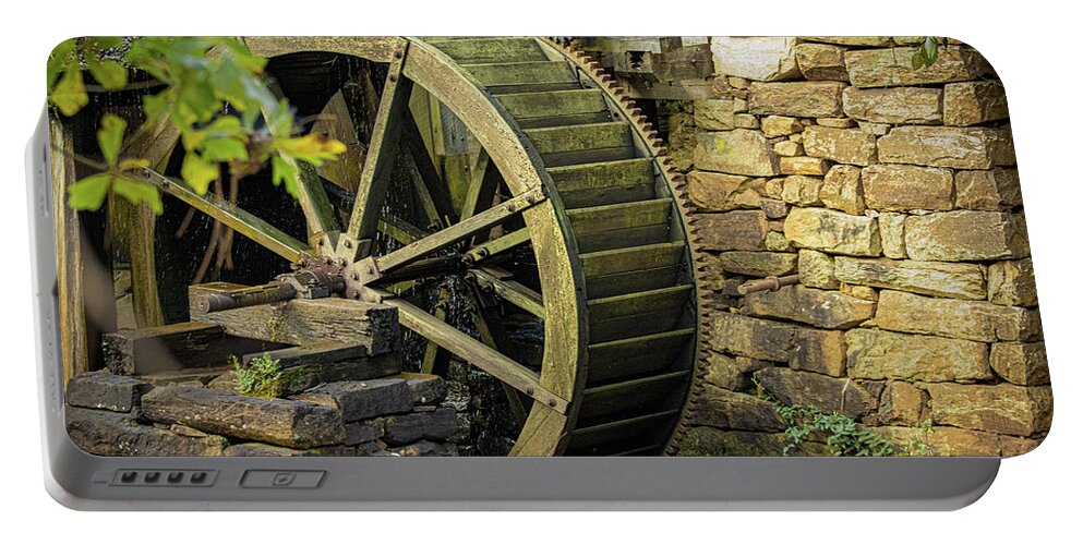 Historic Portable Battery Charger featuring the photograph Yates Mill Wheel by Rick Nelson