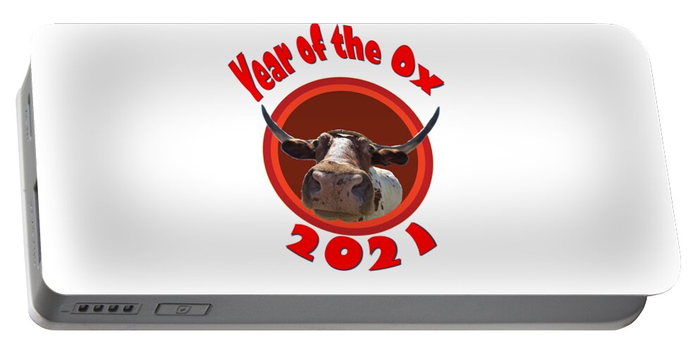 Ox Portable Battery Charger featuring the digital art Year of the Ox with Transparent Background by Ali Baucom