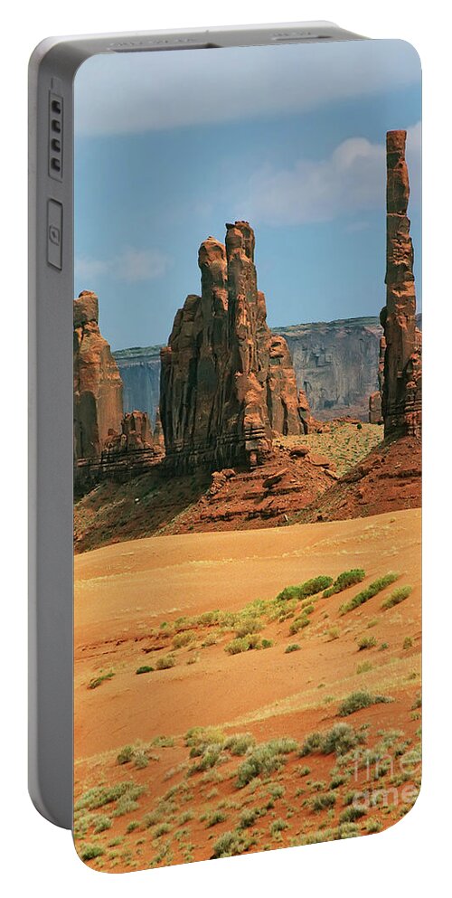 Scenery Portable Battery Charger featuring the photograph Yei bi Chei and Totem Pole - Monument Valley Tribal Park Navajo Nation Arizona U.S.A by Paolo Signorini