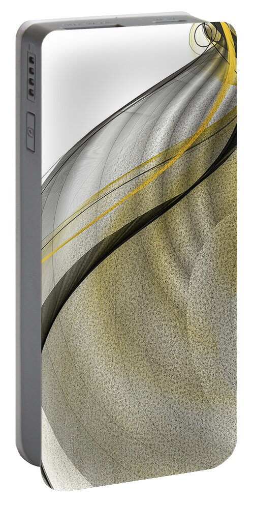 Yellow Portable Battery Charger featuring the painting Yellow And Gray Modern Art - As It Flows by Lourry Legarde