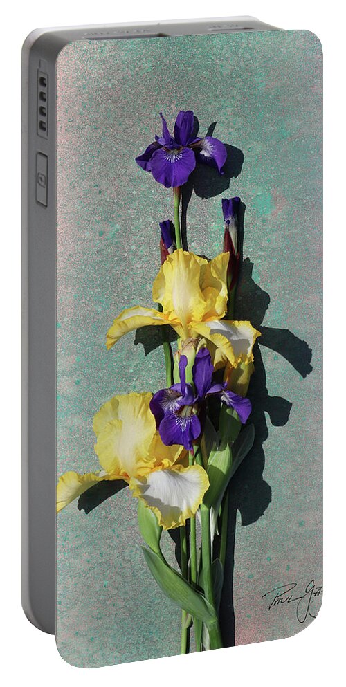 Yellow And Purple Iris Portable Battery Charger featuring the photograph Yellow and Purple Iris by Paul Gaj