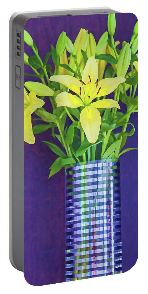 Lilies Portable Battery Charger featuring the photograph Yellow Lilies by Roberta Byram